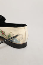 White Floral Embroidery Dress Loafers Shoes