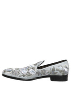 White Floral Embellished Men Loafers Shoes