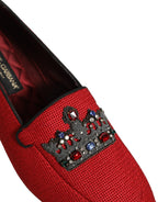 Red Crown Embellished Dress Loafers Shoes