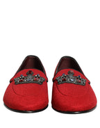 Red Crown Embellished Dress Loafers Shoes