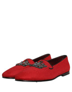 Red Crown Embellished Dress Loafers Shoes