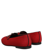 Red Crown Embellished Dress Loafers Shoes