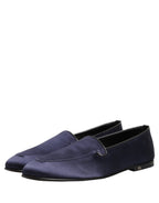 Navy Blue Satin DG Logo Dress Loafers Shoes