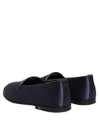 Navy Blue Satin DG Logo Dress Loafers Shoes