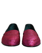 Pink Glitter Lurex Logo Dress Loafers Shoes
