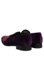 Violet Velvet Rhinestone Sequin Loafers Shoes