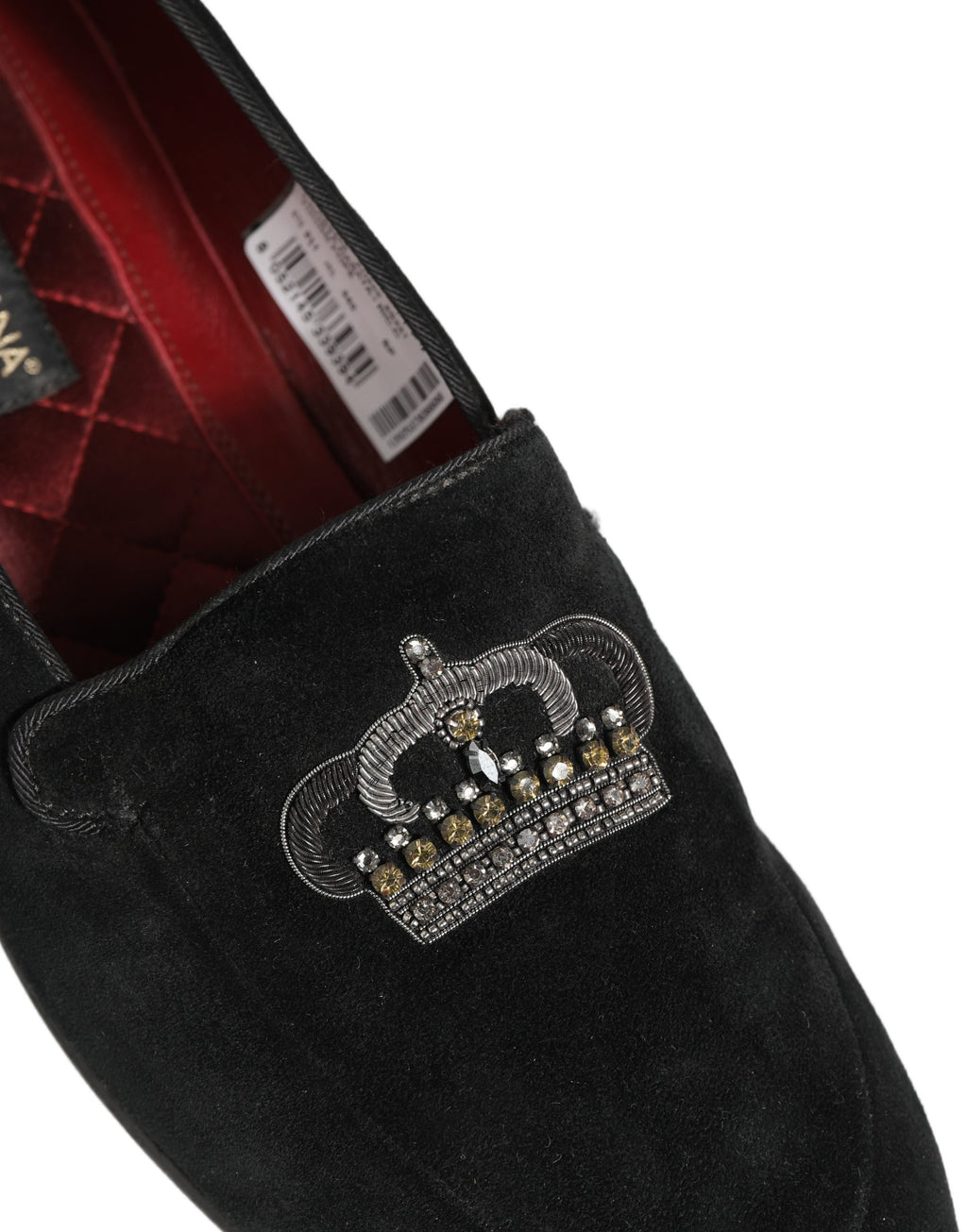 Black Crown Embellished Dress Loafers Shoes