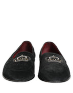 Black Crown Embellished Dress Loafers Shoes