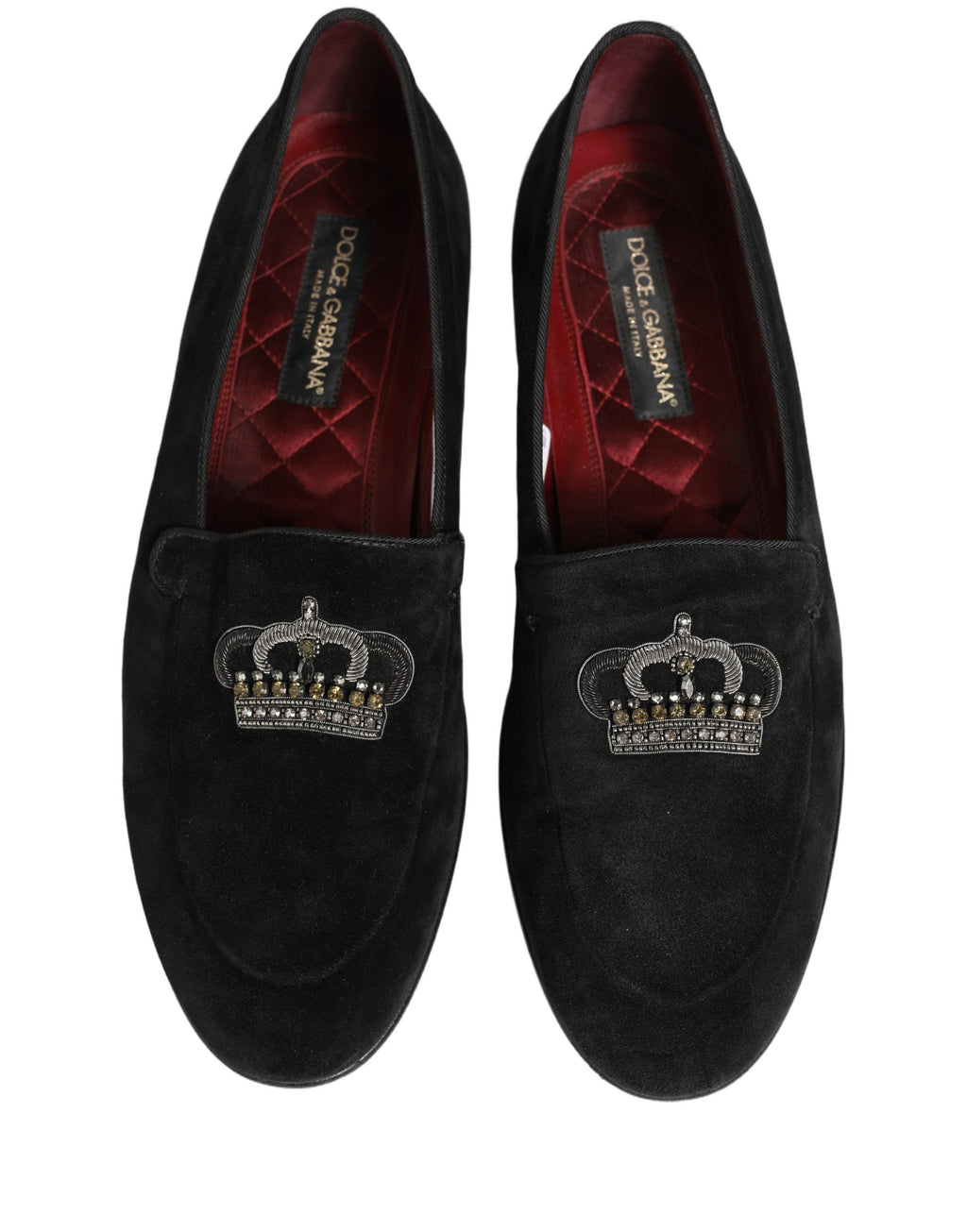 Black Crown Embellished Dress Loafers Shoes