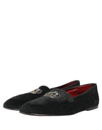 Black Crown Embellished Dress Loafers Shoes