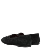 Black Crown Embellished Dress Loafers Shoes