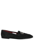 Black Crown Embellished Dress Loafers Shoes
