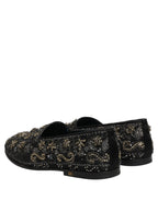 Black Rhinestone Embellished Loafers Shoes