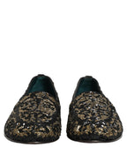 Black Gold Embellished Dress Loafers Shoes