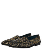 Black Gold Embellished Dress Loafers Shoes