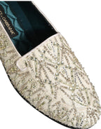 White Velvet Embroidered Dress Loafers Shoes