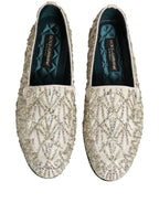 White Velvet Embroidered Dress Loafers Shoes