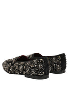 Black Crystal Embellished Dress Loafers Shoes