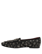 Black Crystal Embellished Dress Loafers Shoes