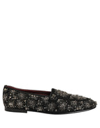 Black Crystal Embellished Dress Loafers Shoes