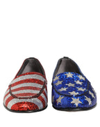 Multicolor Flag Sequin Dress Loafers Shoes