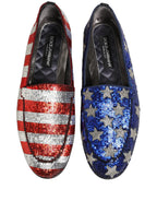 Multicolor Flag Sequin Dress Loafers Shoes