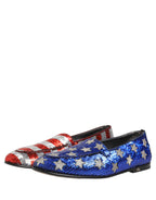 Multicolor Flag Sequin Dress Loafers Shoes
