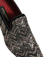 Black Velvet Floral Embellished Loafers Shoes