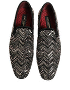 Black Velvet Floral Embellished Loafers Shoes