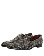 Black Velvet Floral Embellished Loafers Shoes