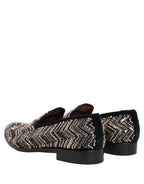 Black Velvet Floral Embellished Loafers Shoes