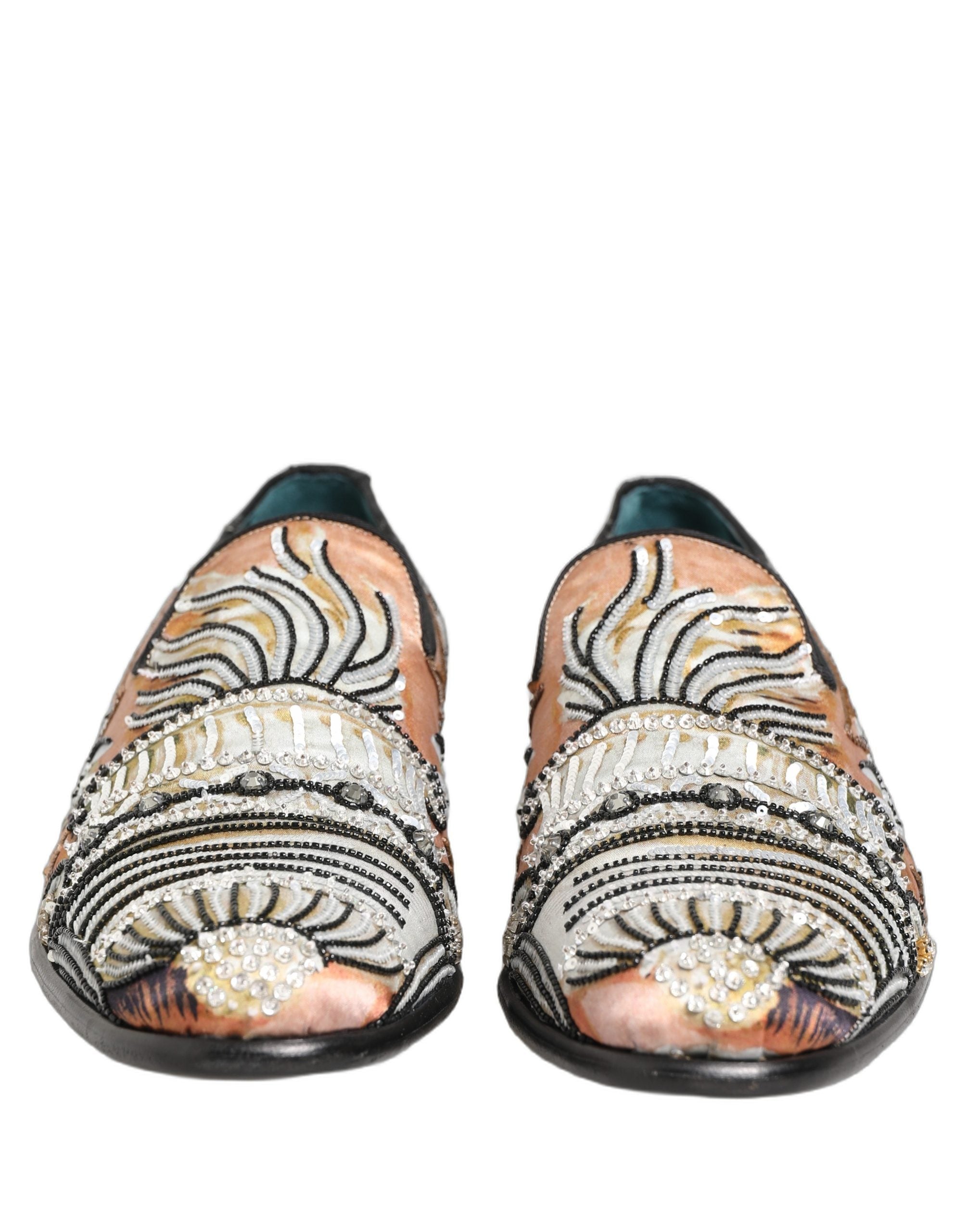 Multicolor Brocade Sequin Dress Loafers Shoes