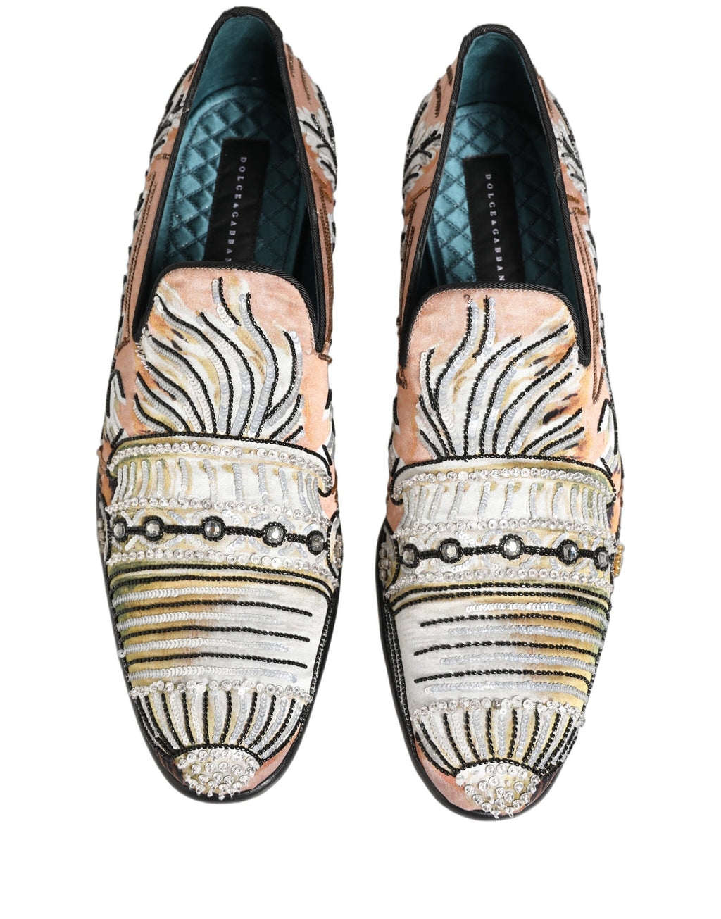 Multicolor Brocade Sequin Dress Loafers Shoes