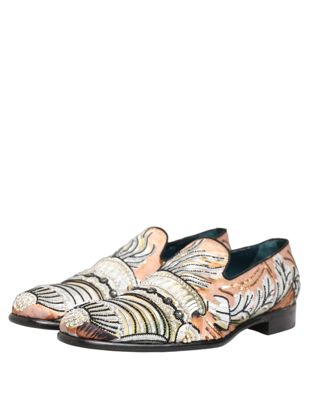 Multicolor Brocade Sequin Dress Loafers Shoes
