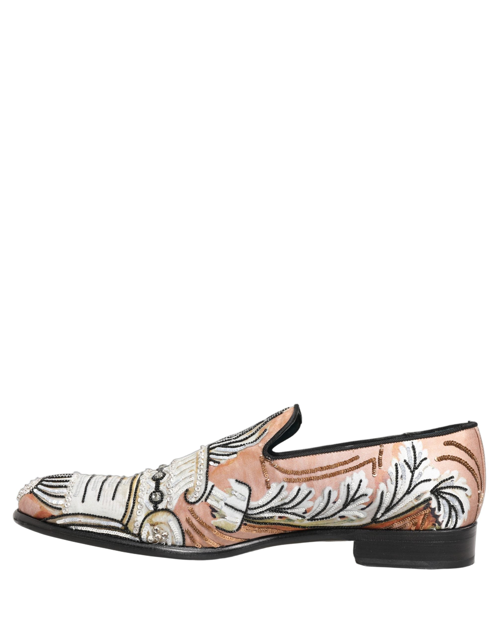 Multicolor Brocade Sequin Dress Loafers Shoes