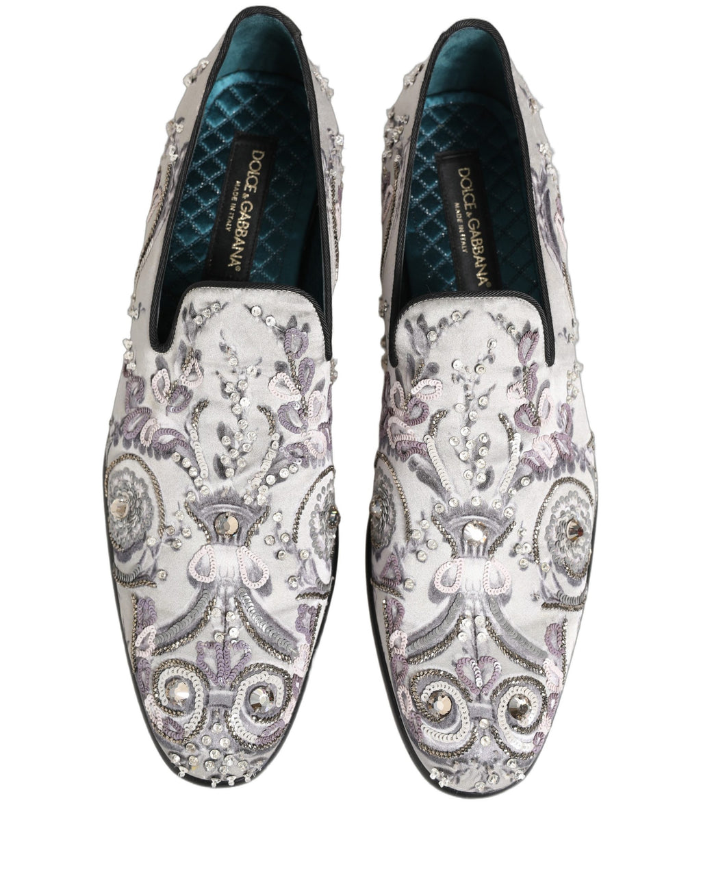 White Sequined Formal Slip On Loafers Shoes