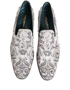 White Sequined Formal Slip On Loafers Shoes