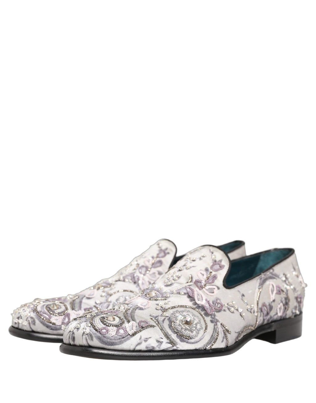 White Sequined Formal Slip On Loafers Shoes