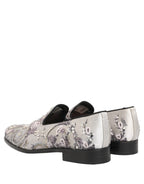 White Sequined Formal Slip On Loafers Shoes