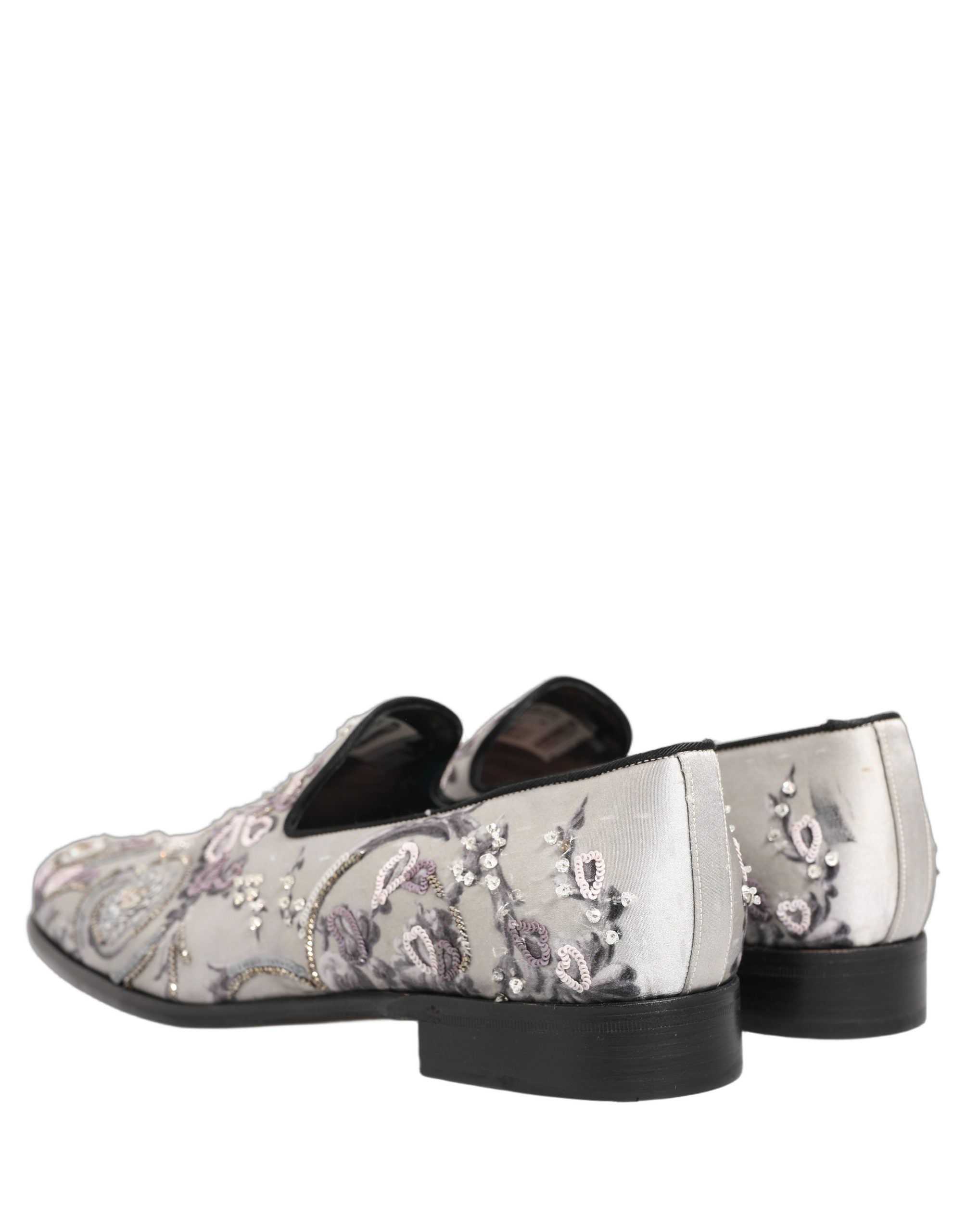 White Sequined Formal Slip On Loafers Shoes