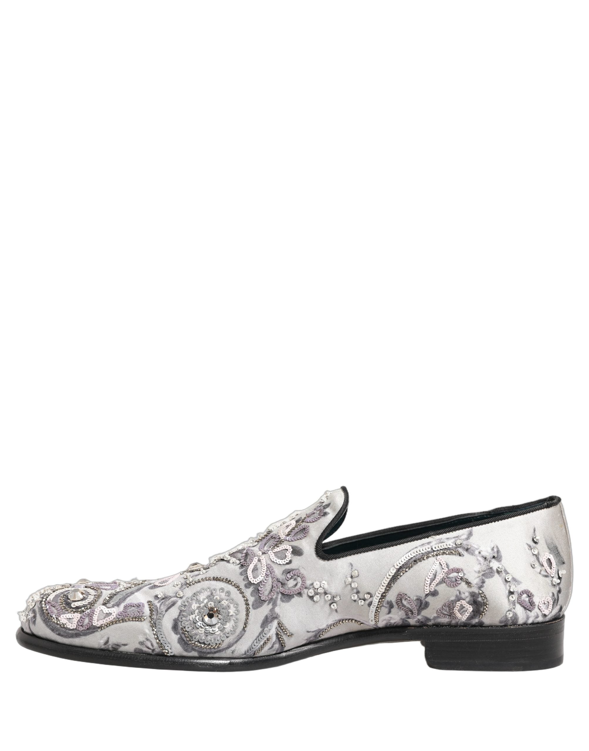 White Sequined Formal Slip On Loafers Shoes
