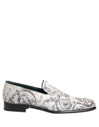 White Sequined Formal Slip On Loafers Shoes