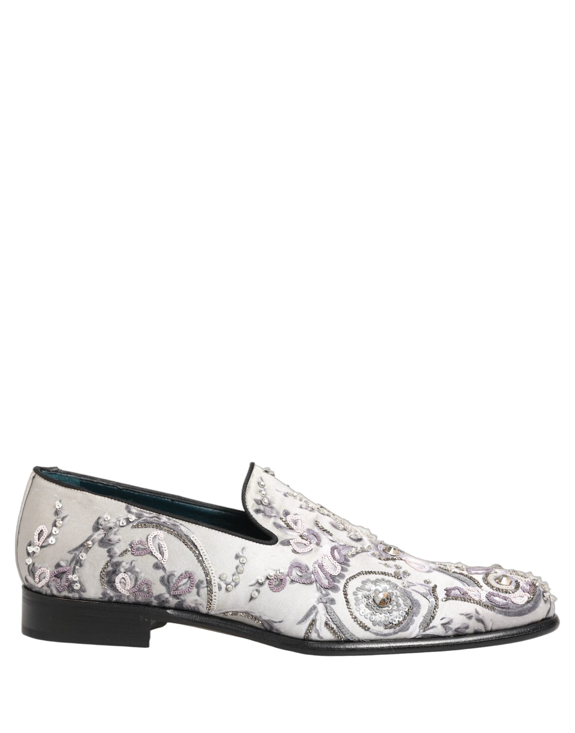 White Sequined Formal Slip On Loafers Shoes