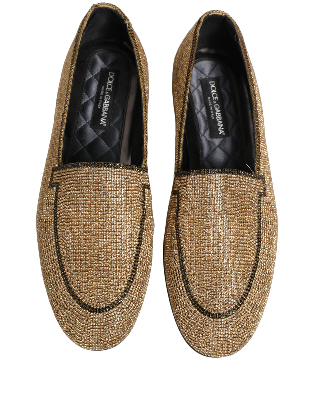 Gold Crystal Embellished Men Loafers Shoes