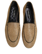 Gold Crystal Embellished Men Loafers Shoes
