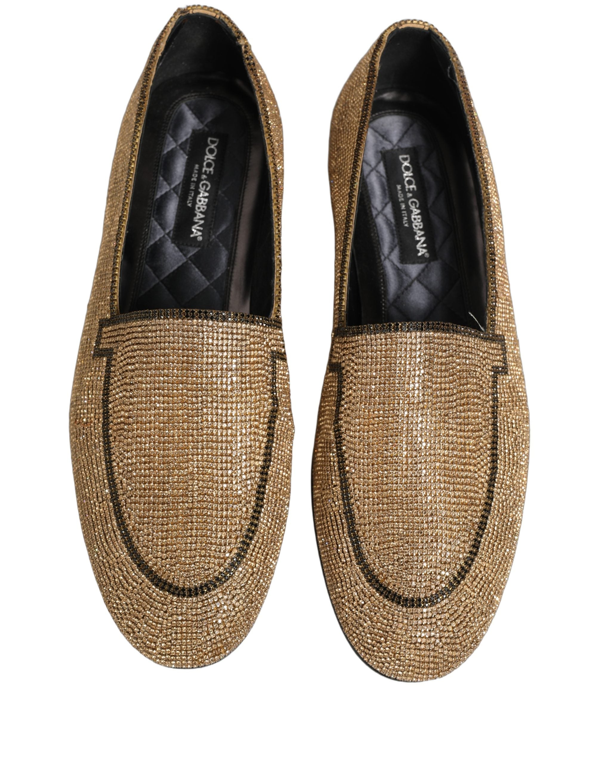 Gold Crystal Embellished Men Loafers Shoes