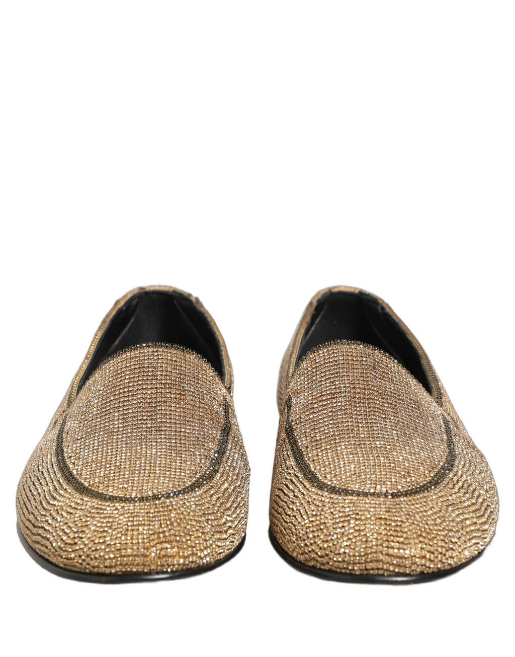 Gold Crystal Embellished Men Loafers Shoes