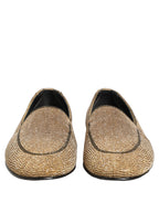 Gold Crystal Embellished Men Loafers Shoes