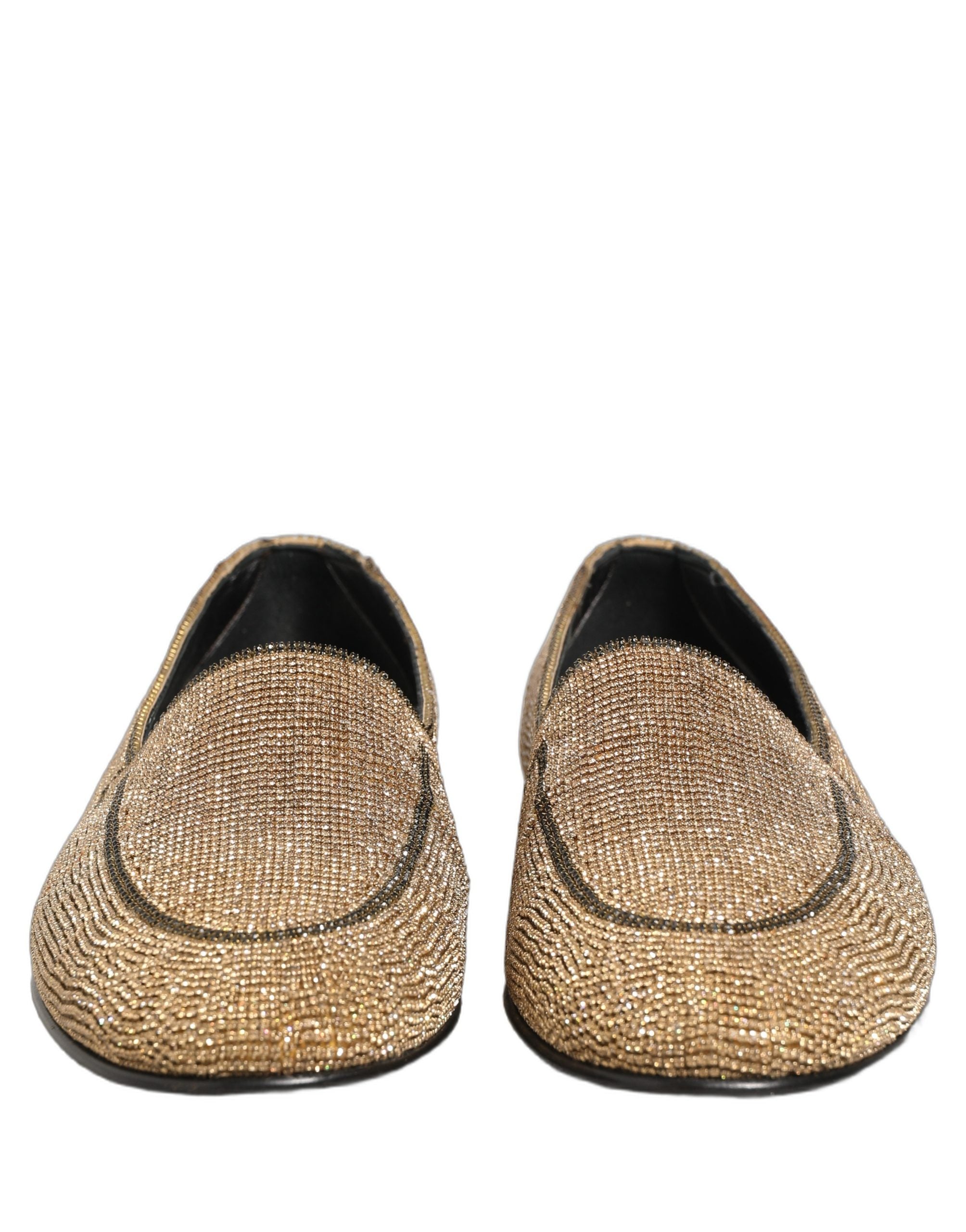 Gold Crystal Embellished Men Loafers Shoes