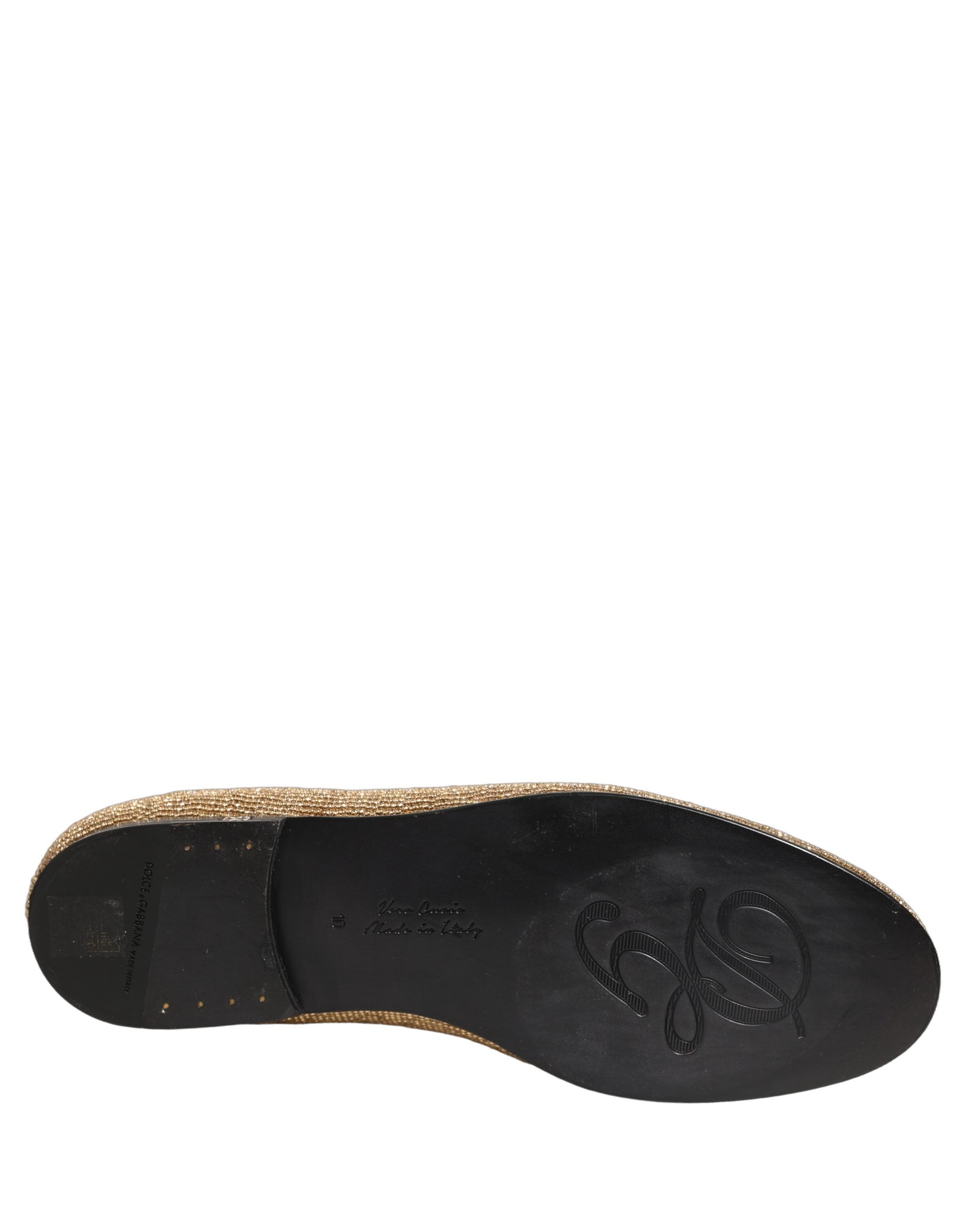 Gold Crystal Embellished Men Loafers Shoes